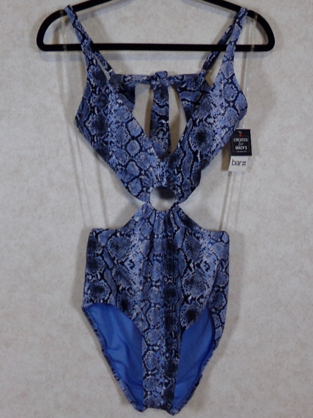 NWT Bar III Slitherin Peri Allure 1 PC Swim Suit, Adjustable Straps, Size Medium